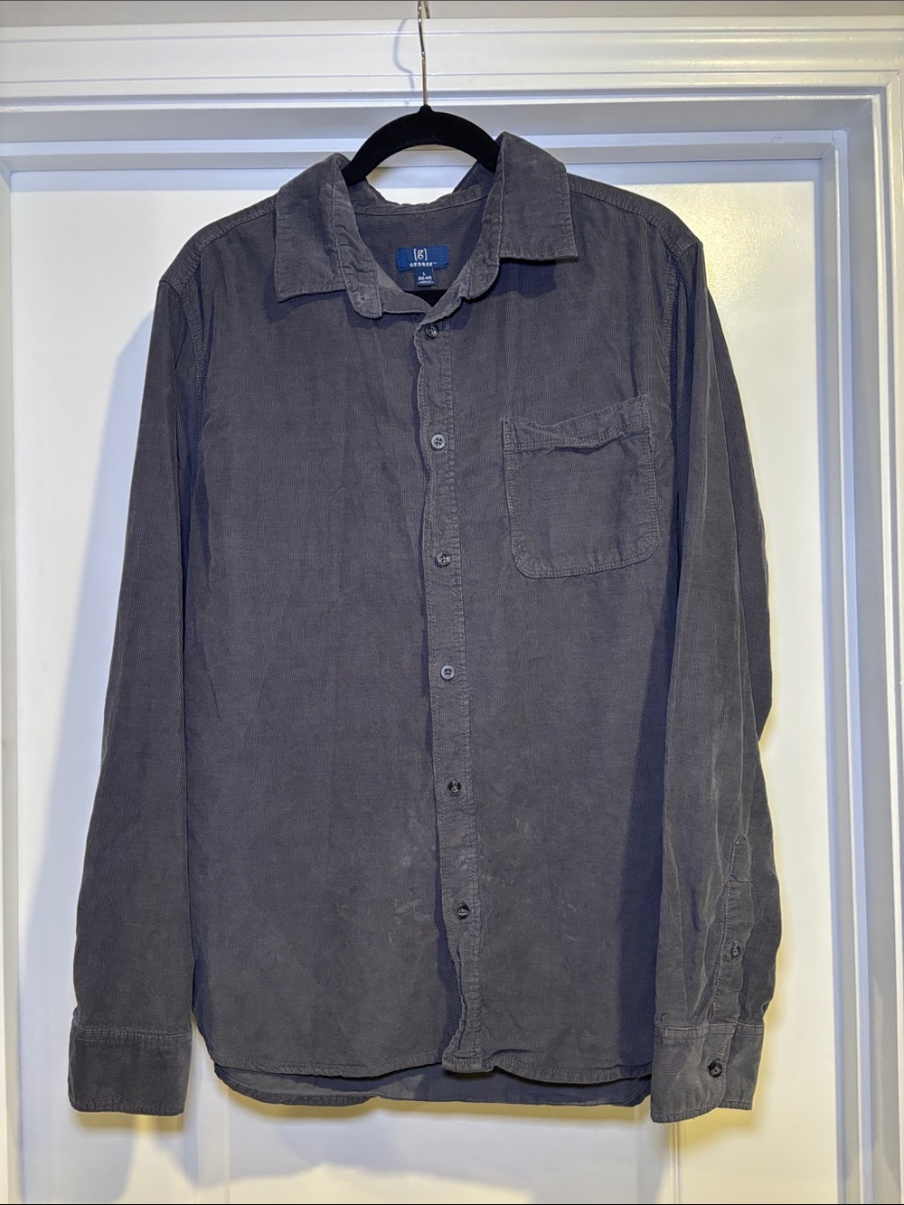 George Men's Long-Sleeve Button-Down Shirt in Charcoal